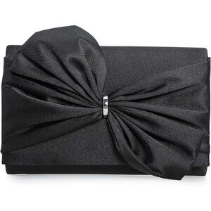 ⚡ Women's Elegant Evening Black Satin Bow Shoulder Chain Strap Clutch Handbag